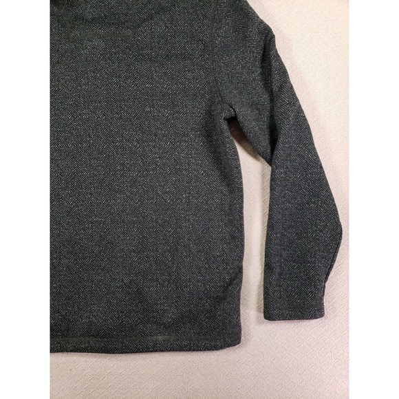 GH Bass Sweater Mens Large L 1/4 Snap Button High Neck Collar Fleece Herringbone - Picture 11 of 13